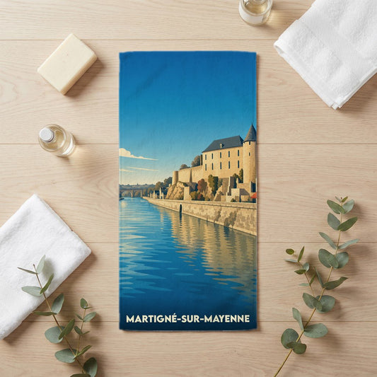 Serviette de bain 30 cm x 60 cm souvenir de Martigné-sur-Mayenne