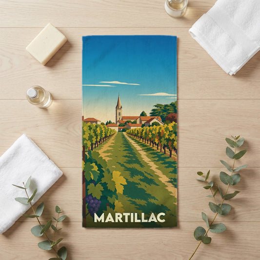 Serviette de bain 30 cm x 60 cm souvenir de Martillac