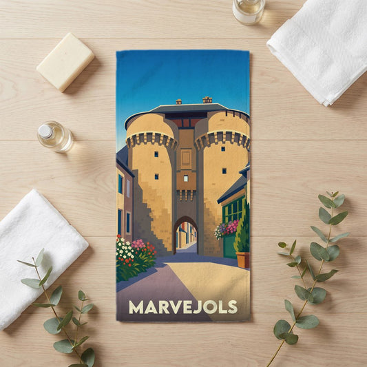 Serviette de bain 30 cm x 60 cm souvenir de Marvejols