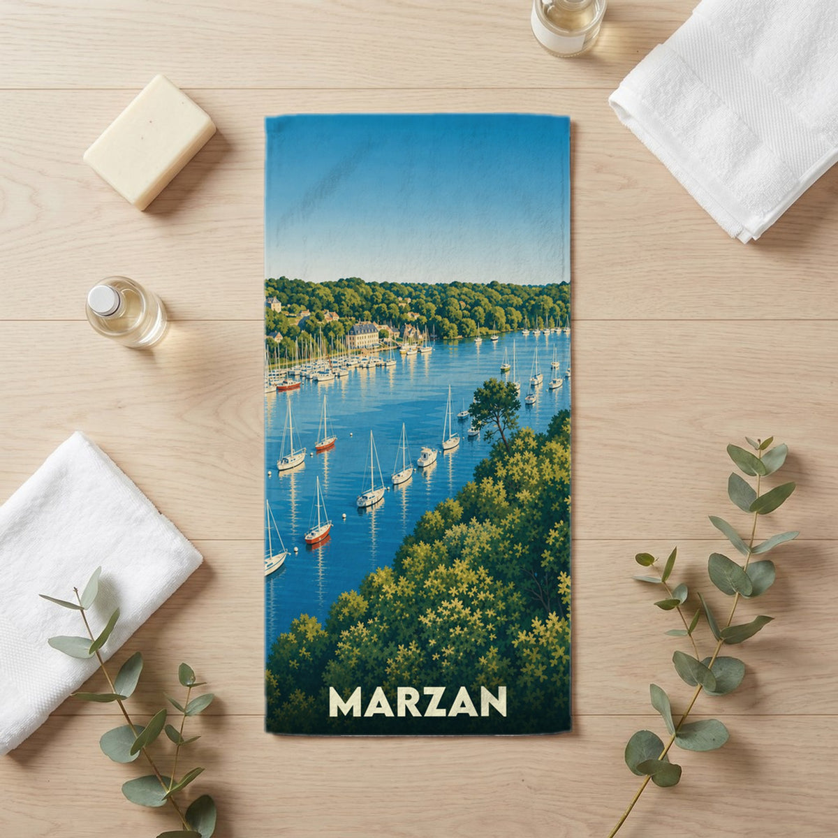 Serviette de bain 30 cm x 60 cm souvenir de Marzan