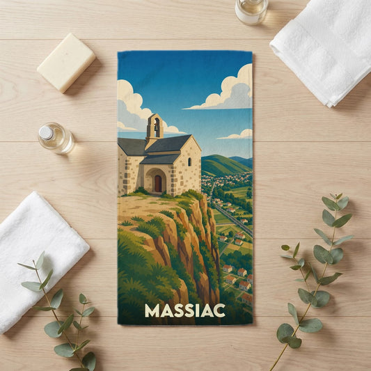 Serviette de bain 30 cm x 60 cm souvenir de Massiac