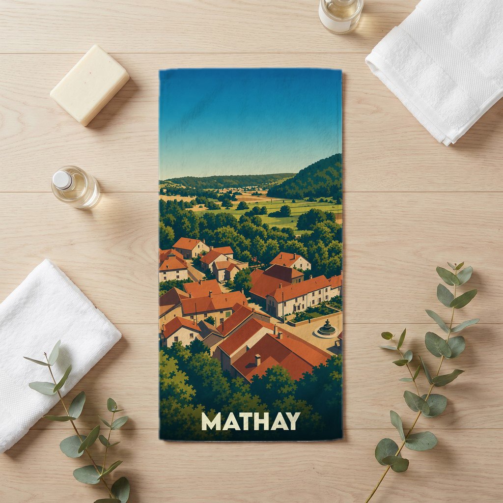 Serviette de bain 30 cm x 60 cm souvenir de Mathay