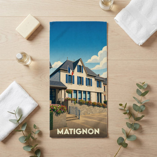 Serviette de bain 30 cm x 60 cm souvenir de Matignon