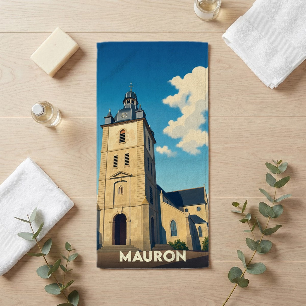 Serviette de bain 30 cm x 60 cm souvenir de Mauron