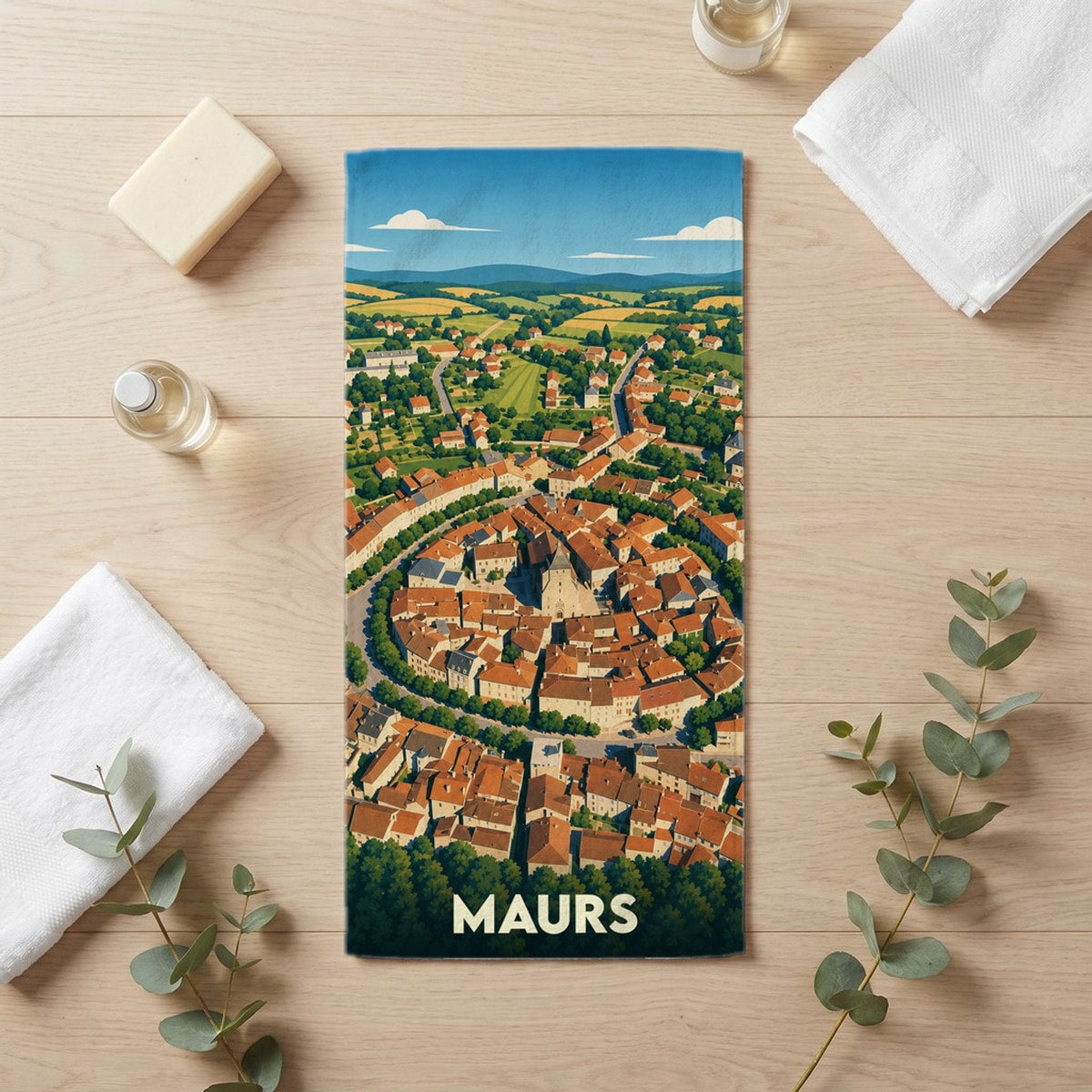 Serviette de bain 30 cm x 60 cm souvenir de Maurs