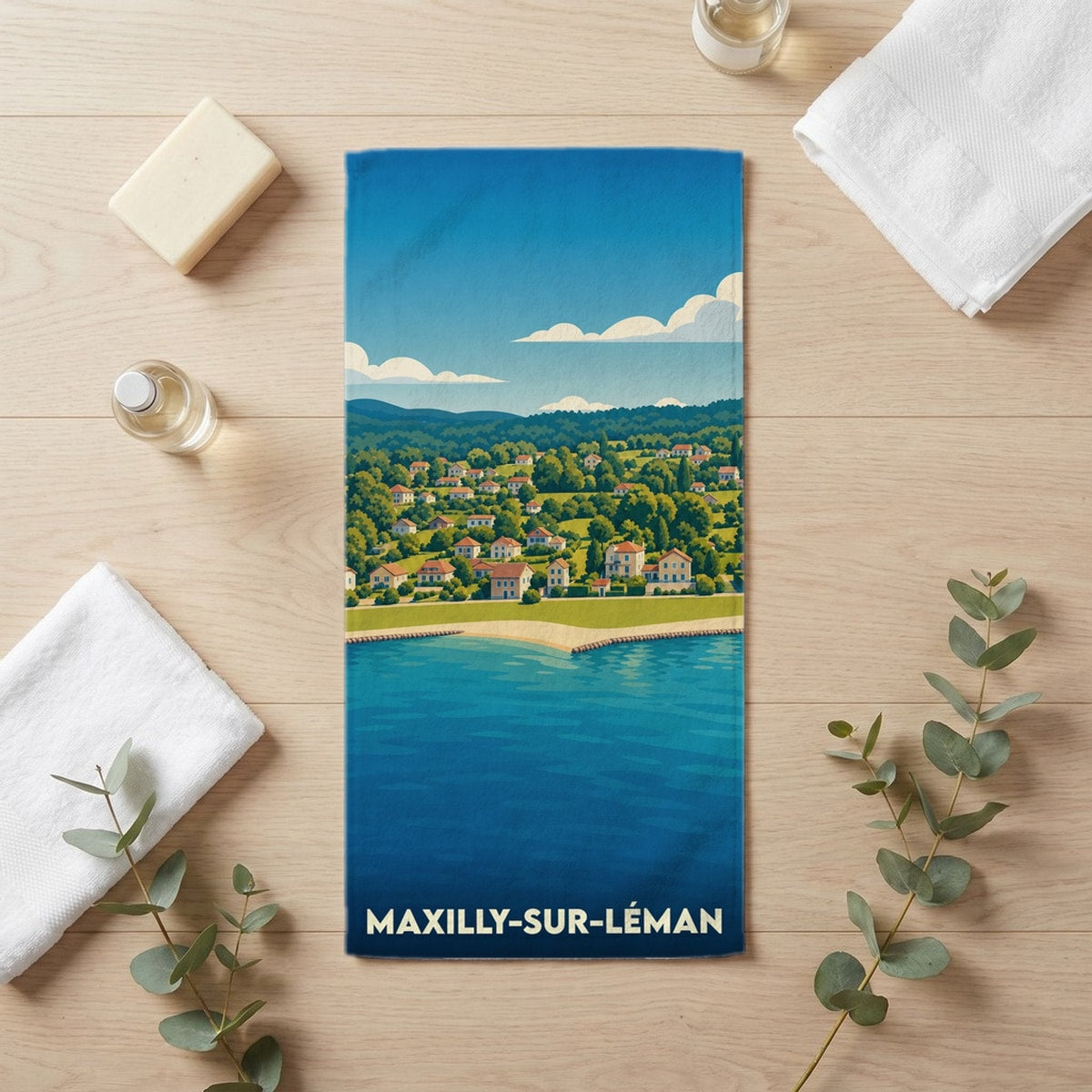 Serviette de bain 30 cm x 60 cm souvenir de Maxilly-sur-Léman