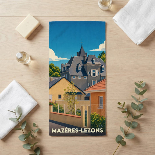 Serviette de bain 30 cm x 60 cm souvenir de Mazères-Lezons