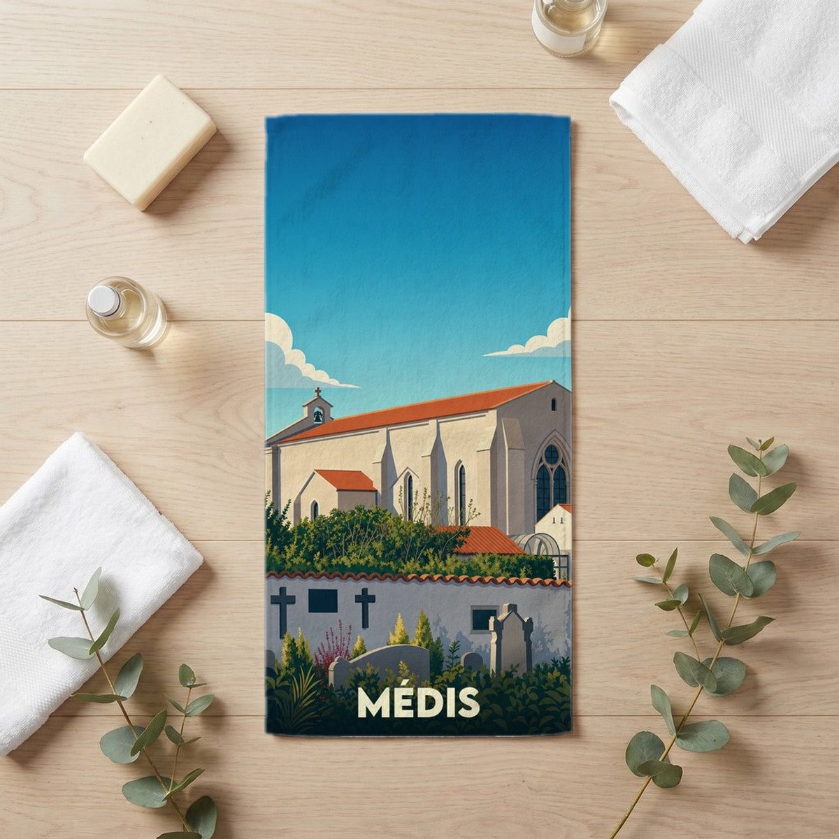 Serviette de bain 30 cm x 60 cm souvenir de Médis