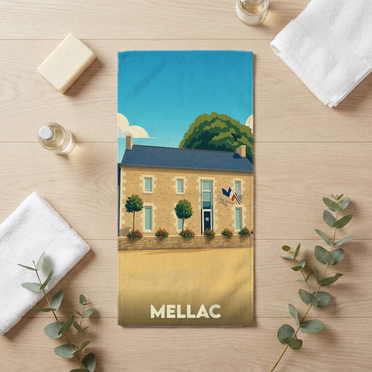 Serviette de bain 30 cm x 60 cm souvenir de Mellac
