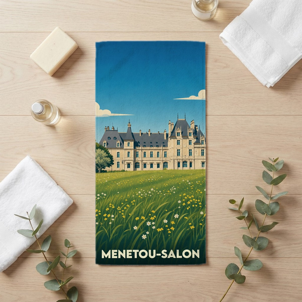 Serviette de bain 30 cm x 60 cm souvenir de Menetou-Salon