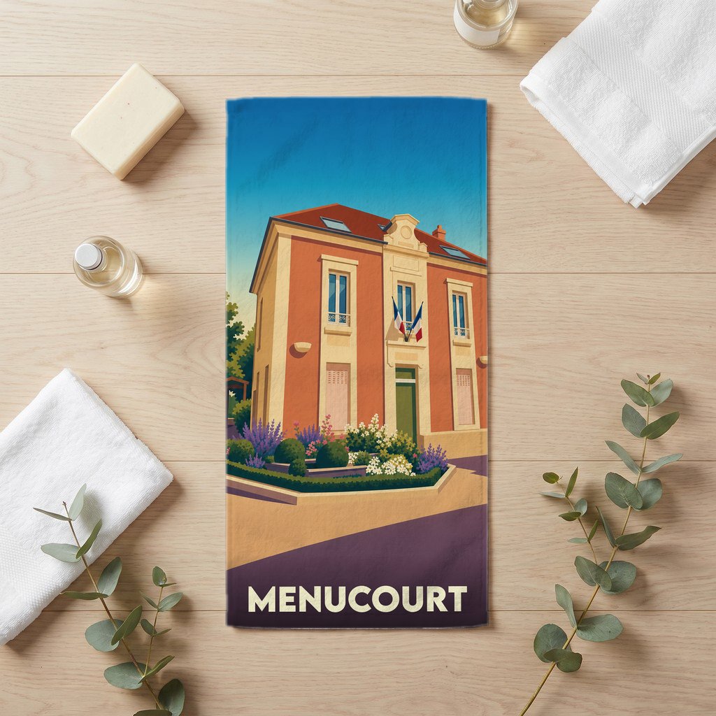 Serviette de bain 30 cm x 60 cm souvenir de Menucourt