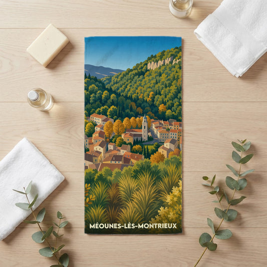 Serviette de bain 30 cm x 60 cm souvenir de Méounes-lès-Montrieux