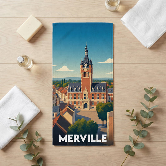Serviette de bain 30 cm x 60 cm souvenir de Merville