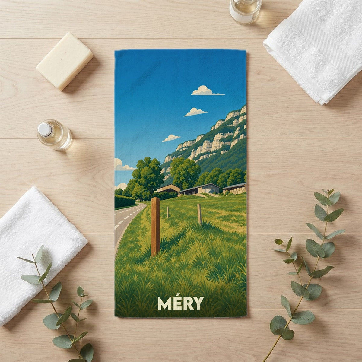 Serviette de bain 30 cm x 60 cm souvenir de Méry