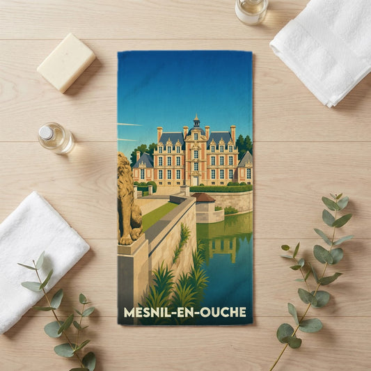 Serviette de bain 30 cm x 60 cm souvenir de Mesnil-en-Ouche