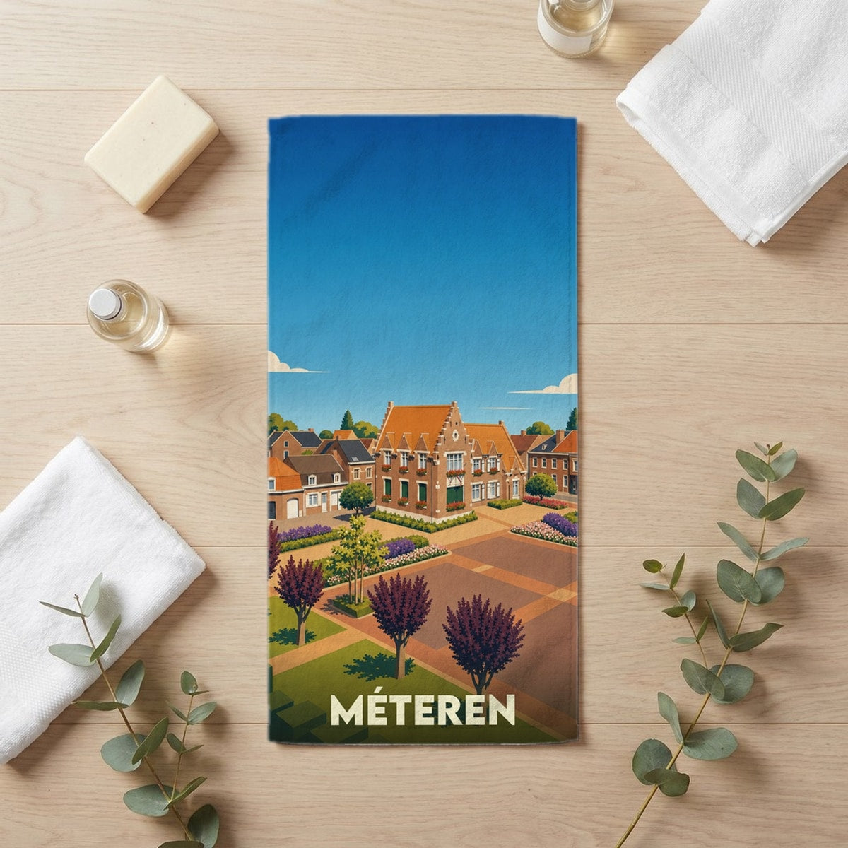 Serviette de bain 30 cm x 60 cm souvenir de Méteren