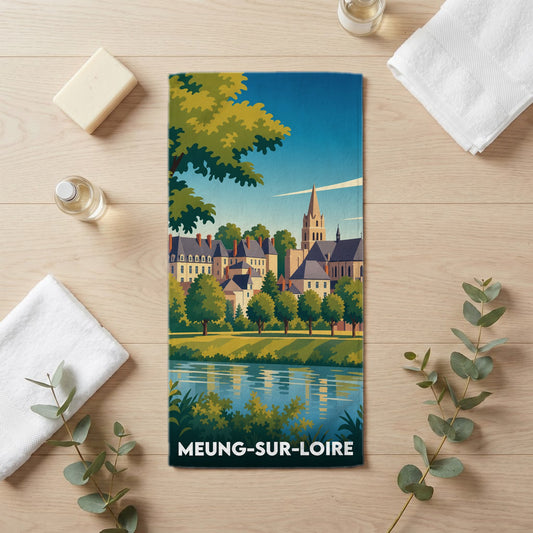 Serviette de bain 30 cm x 60 cm souvenir de Meung-sur-Loire