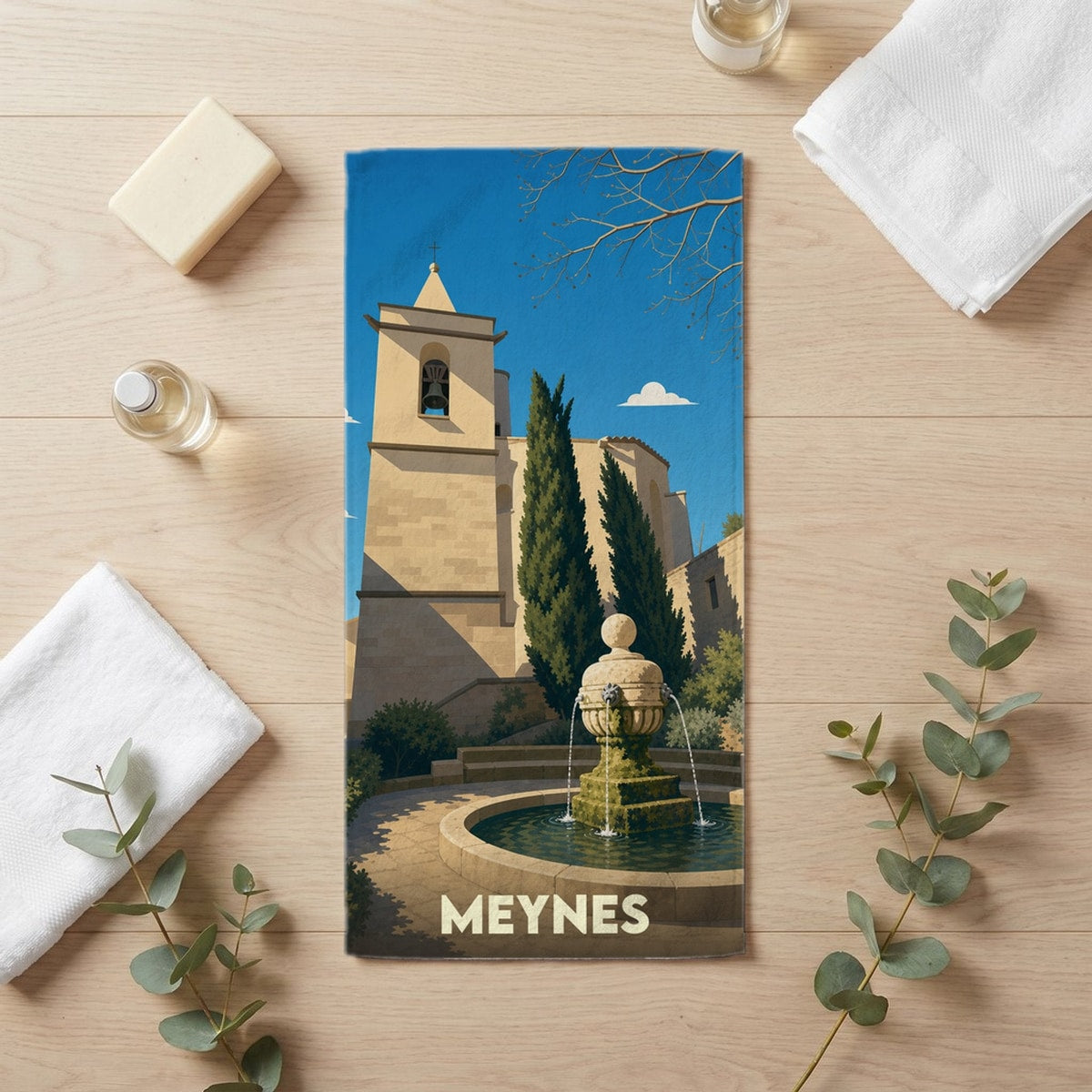 Serviette de bain 30 cm x 60 cm souvenir de Meynes