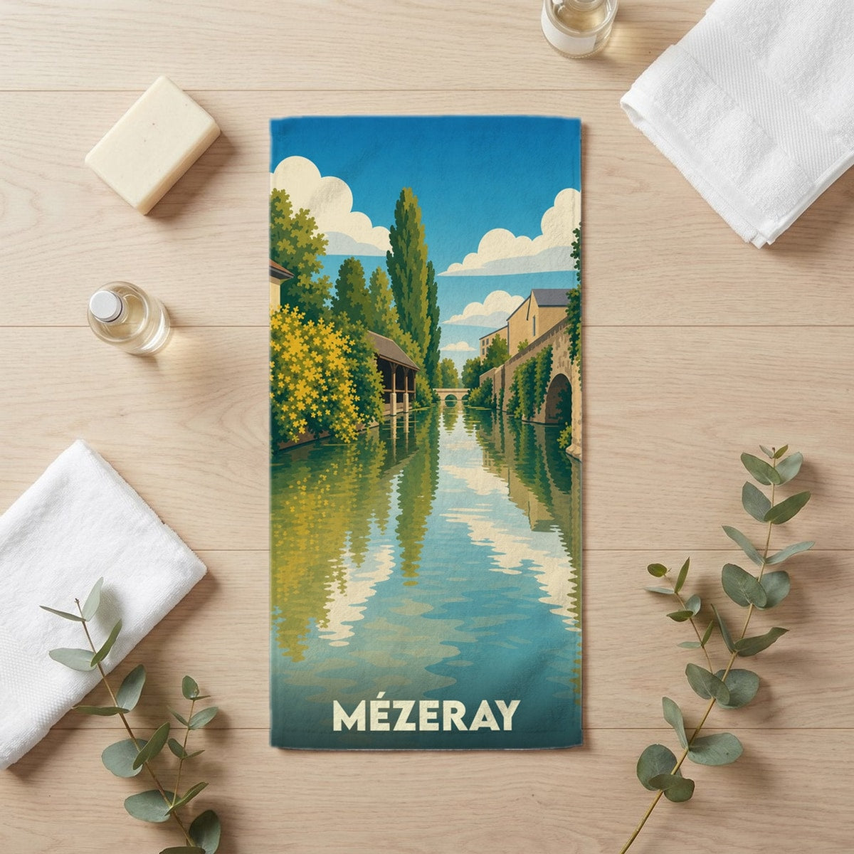 Serviette de bain 30 cm x 60 cm souvenir de Mézeray