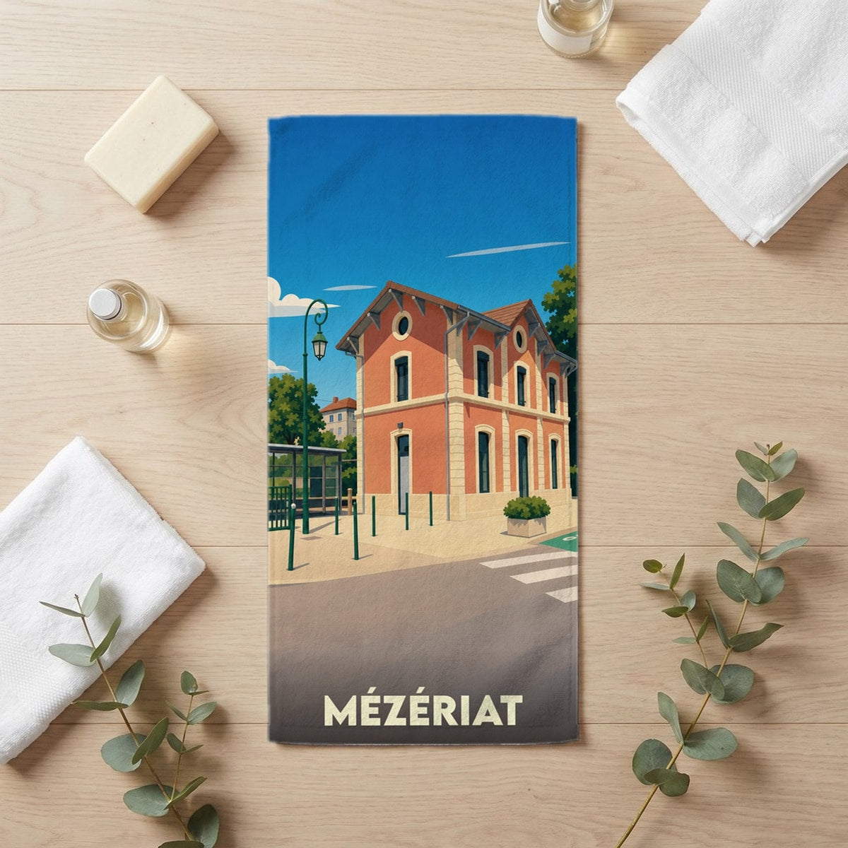 Serviette de bain 30 cm x 60 cm souvenir de Mézériat