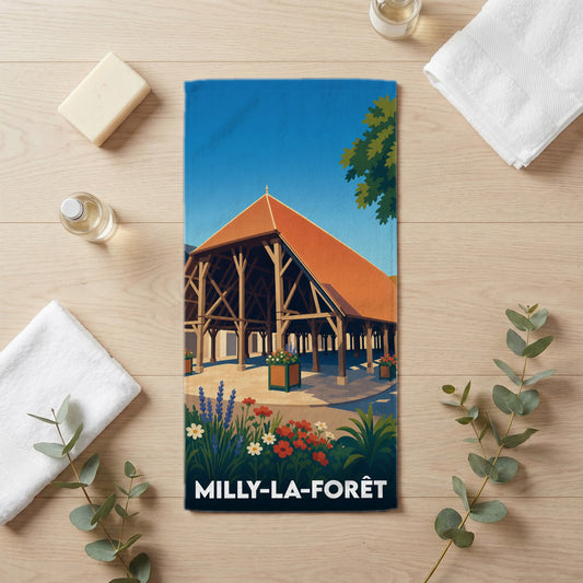 Serviette de bain 30 cm x 60 cm souvenir de Milly-la-Forêt