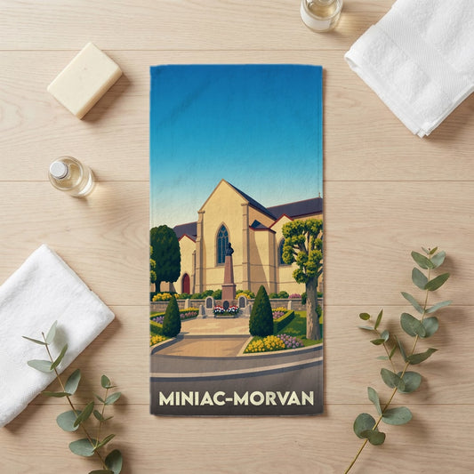 Serviette de bain 30 cm x 60 cm souvenir de Miniac-Morvan