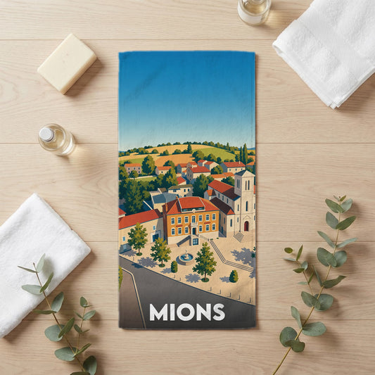 Serviette de bain 30 cm x 60 cm souvenir de Mions