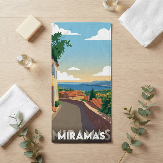 Serviette de bain 30 cm x 60 cm souvenir de Miramas