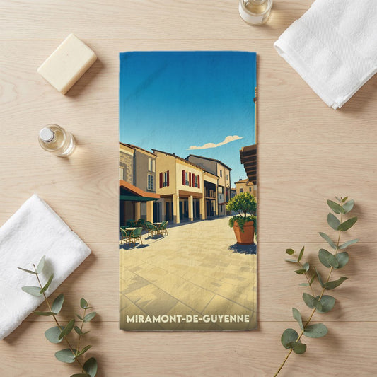 Serviette de bain 30 cm x 60 cm souvenir de Miramont-de-Guyenne