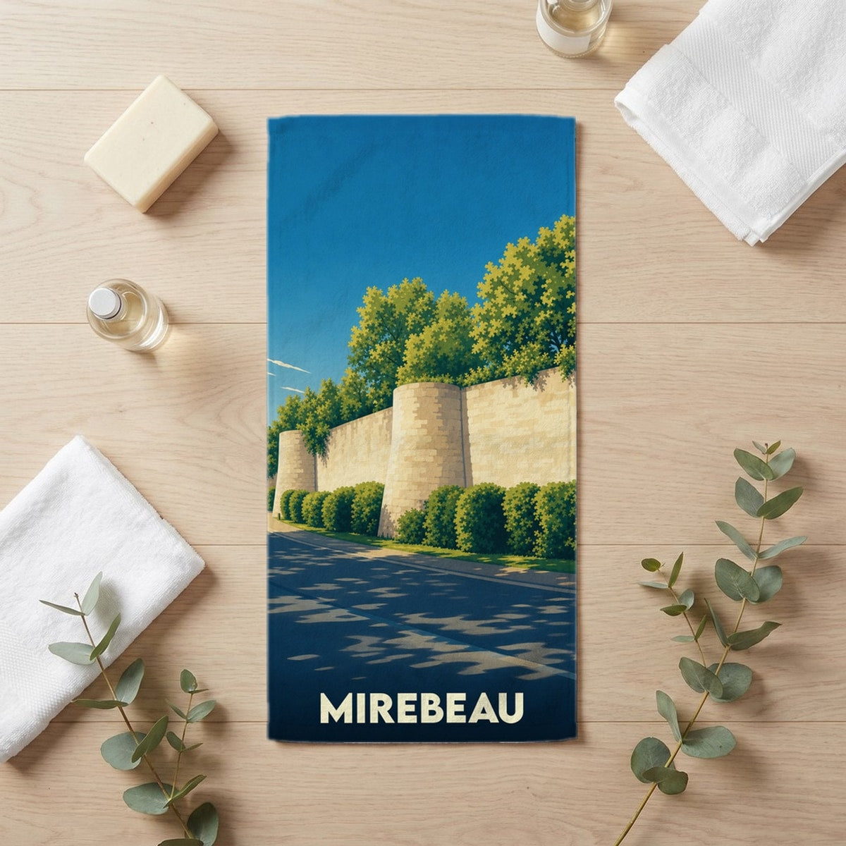 Serviette de bain 30 cm x 60 cm souvenir de Mirebeau