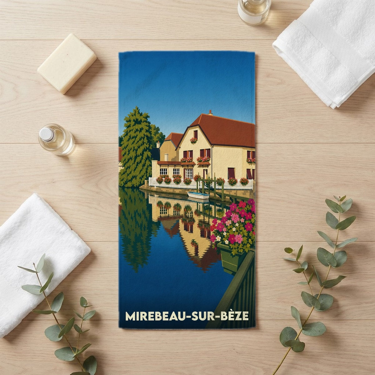 Serviette de bain 30 cm x 60 cm souvenir de Mirebeau-sur-Bèze