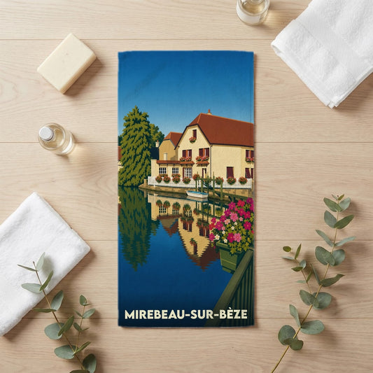 Serviette de bain 30 cm x 60 cm souvenir de Mirebeau-sur-Bèze