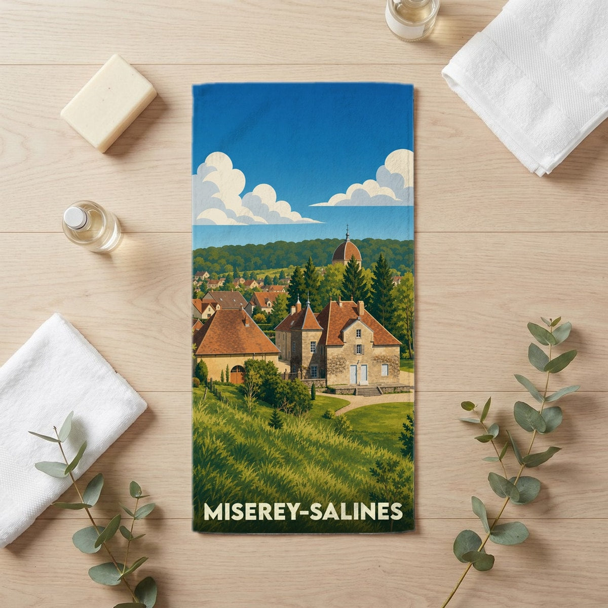 Serviette de bain 30 cm x 60 cm souvenir de Miserey-Salines