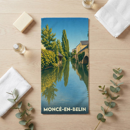 Serviette de bain 30 cm x 60 cm souvenir de Moncé-en-Belin