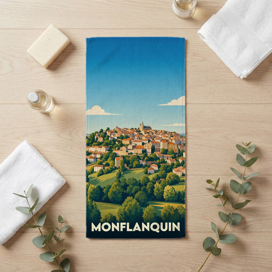 Serviette de bain 30 cm x 60 cm souvenir de Monflanquin