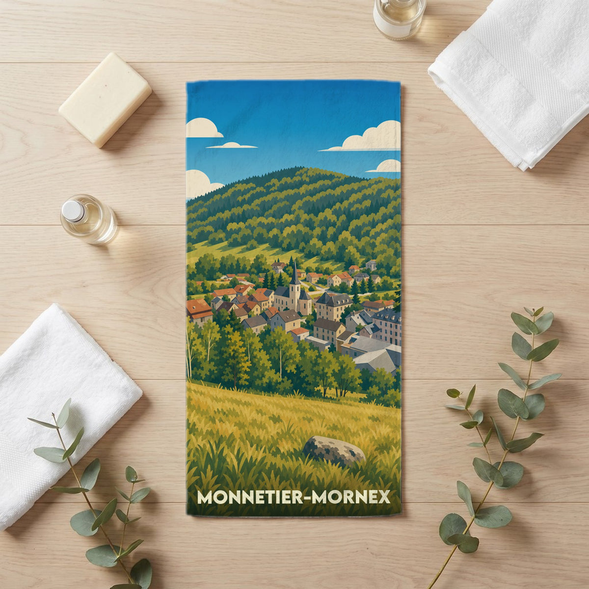 Serviette de bain 30 cm x 60 cm souvenir de Monnetier-Mornex