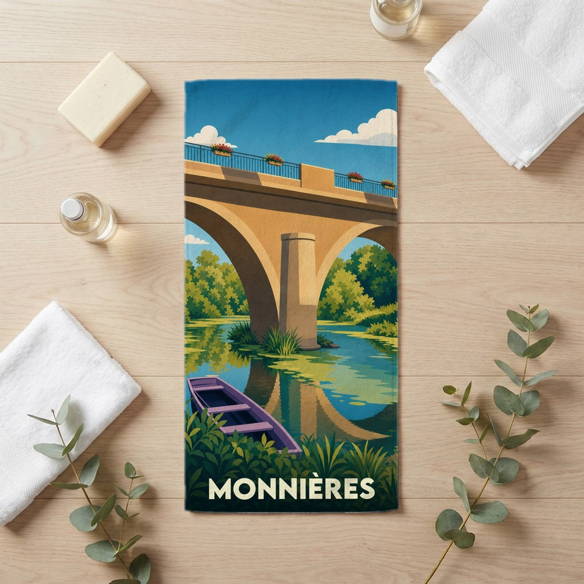 Serviette de bain 30 cm x 60 cm souvenir de Monnières