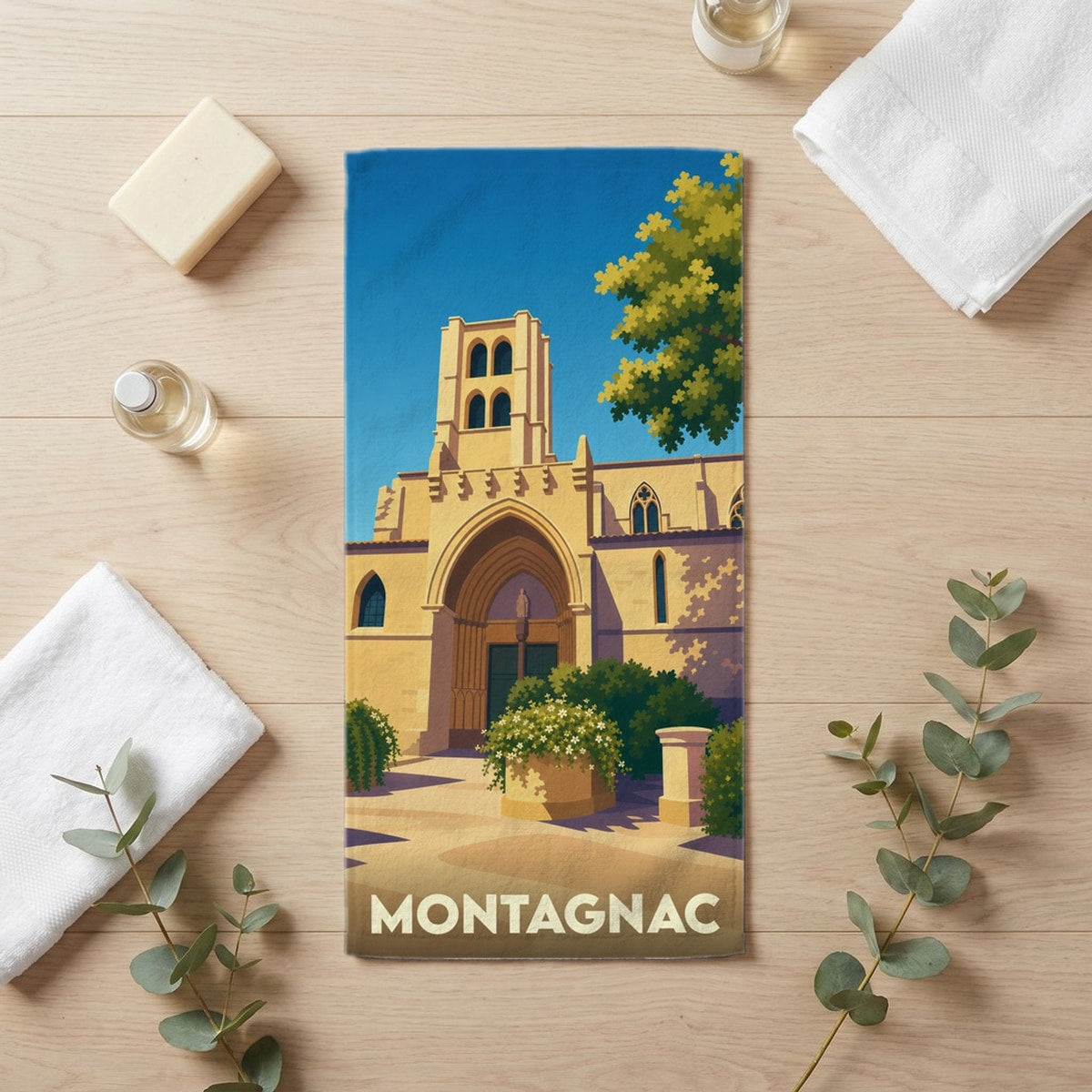 Serviette de bain 30 cm x 60 cm souvenir de Montagnac
