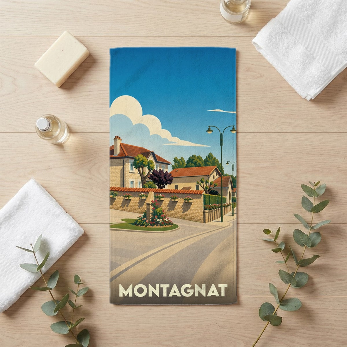 Serviette de bain 30 cm x 60 cm souvenir de Montagnat