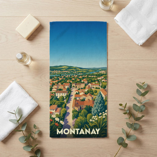 Serviette de bain 30 cm x 60 cm souvenir de Montanay