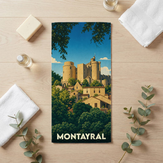 Serviette de bain 30 cm x 60 cm souvenir de Montayral