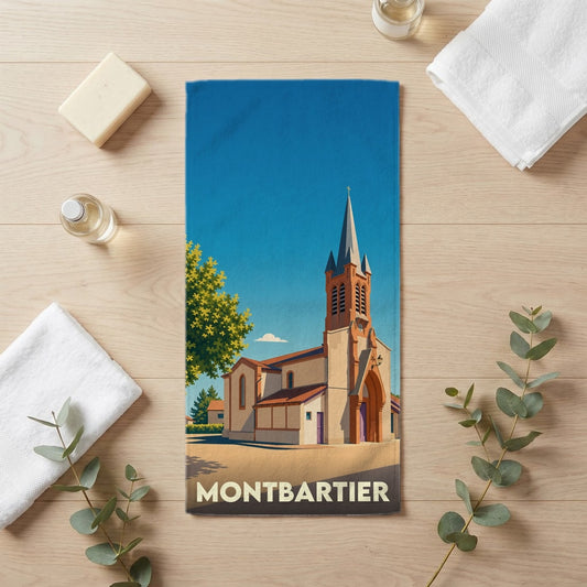 Serviette de bain 30 cm x 60 cm souvenir de Montbartier