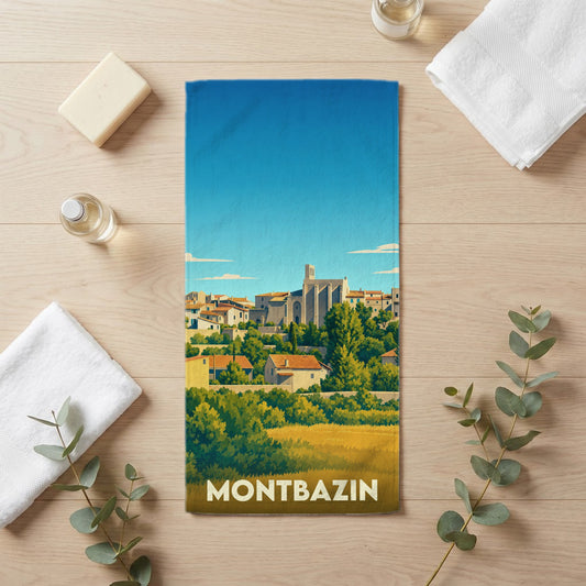 Serviette de bain 30 cm x 60 cm souvenir de Montbazin