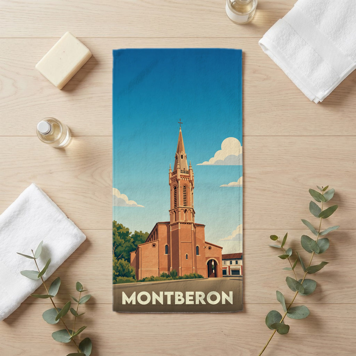 Serviette de bain 30 cm x 60 cm souvenir de Montberon