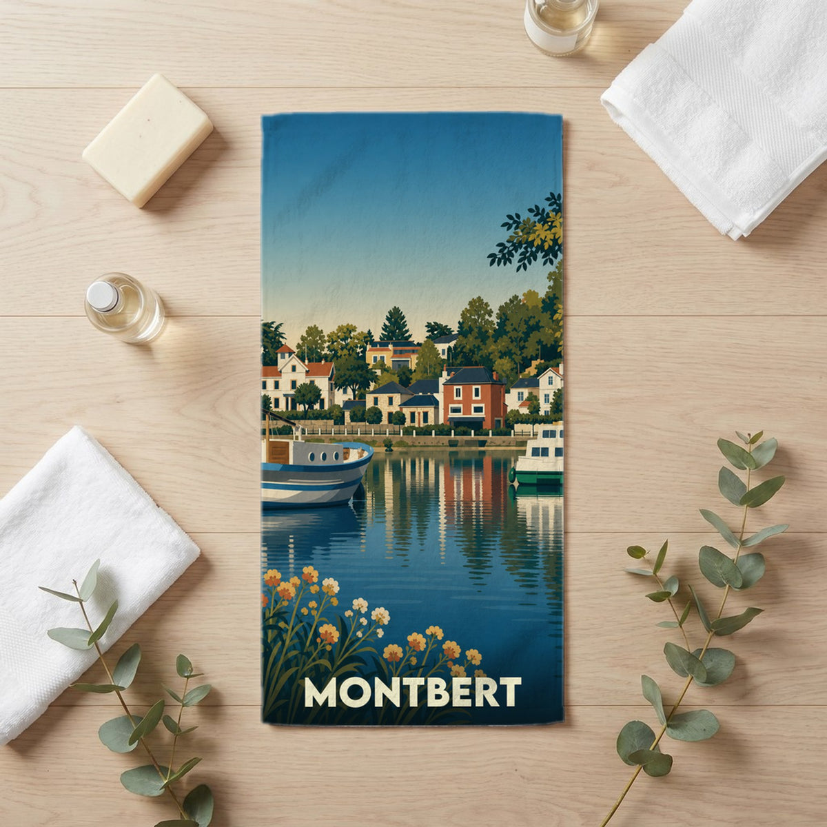 Serviette de bain 30 cm x 60 cm souvenir de Montbert