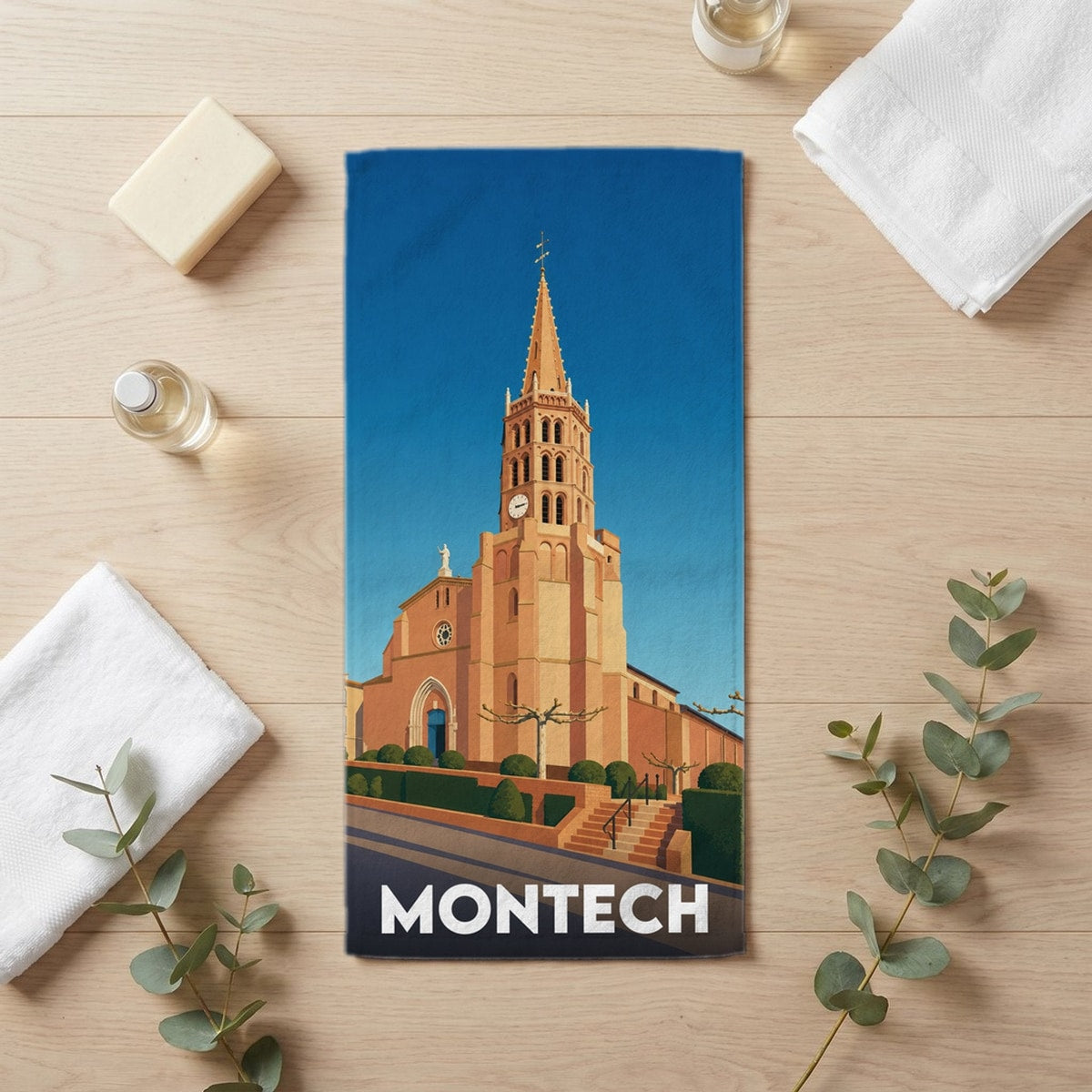 Serviette de bain 30 cm x 60 cm souvenir de Montech