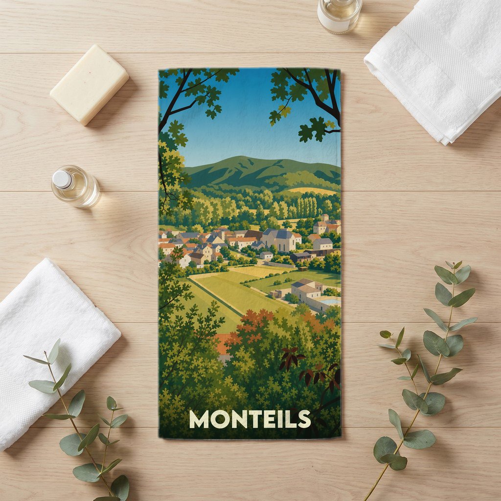 Serviette de bain 30 cm x 60 cm souvenir de Monteils