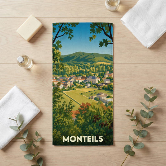 Serviette de bain 30 cm x 60 cm souvenir de Monteils