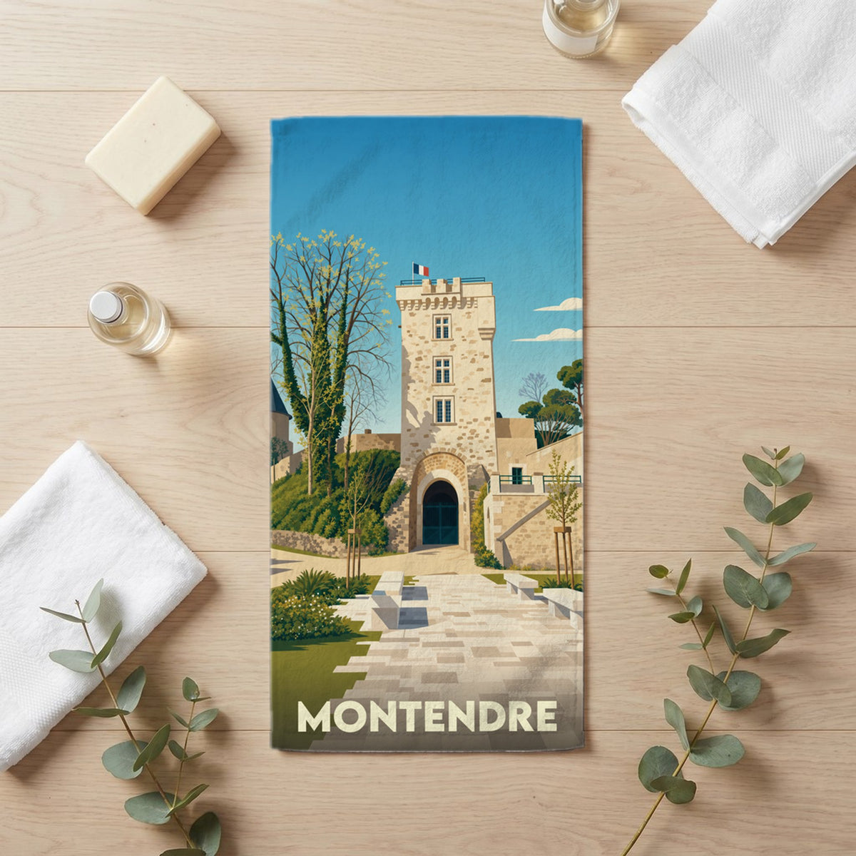 Serviette de bain 30 cm x 60 cm souvenir de Montendre