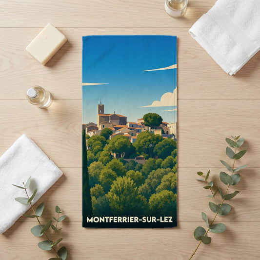 Serviette de bain 30 cm x 60 cm souvenir de Montferrier-sur-Lez